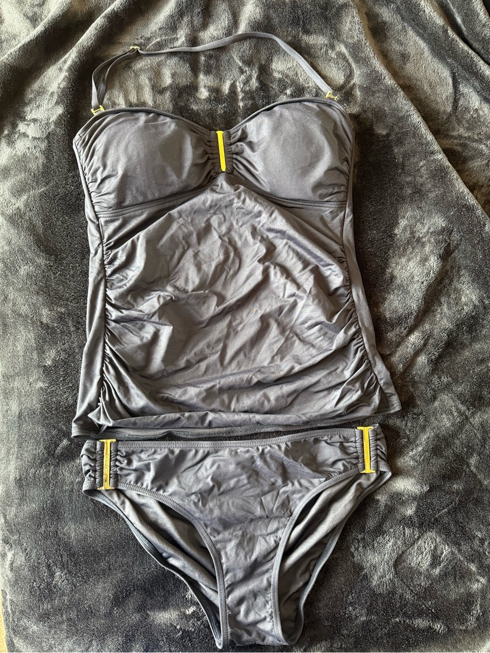 Calvin Klein Black One-Piece Tankini with Gold Accents